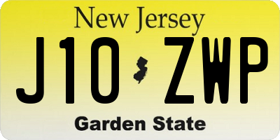 NJ license plate J10ZWP