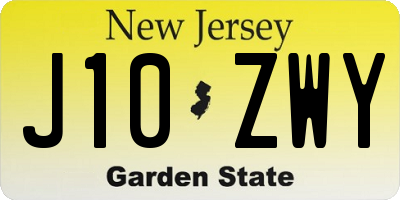 NJ license plate J10ZWY
