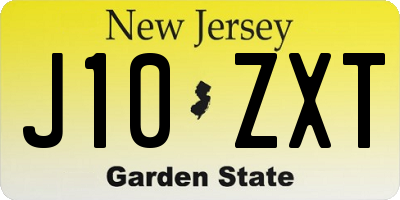 NJ license plate J10ZXT