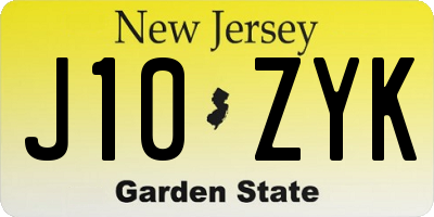 NJ license plate J10ZYK