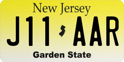 NJ license plate J11AAR