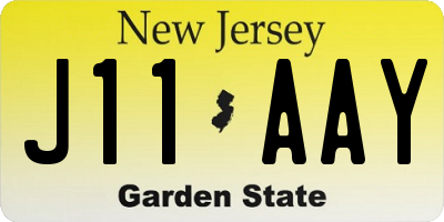 NJ license plate J11AAY