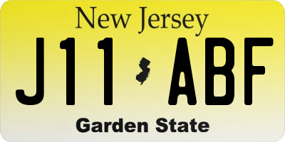 NJ license plate J11ABF