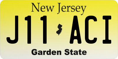 NJ license plate J11ACI