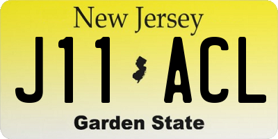 NJ license plate J11ACL