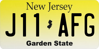 NJ license plate J11AFG