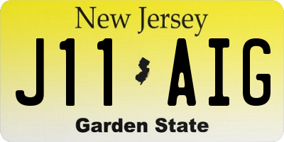 NJ license plate J11AIG