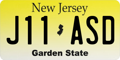 NJ license plate J11ASD