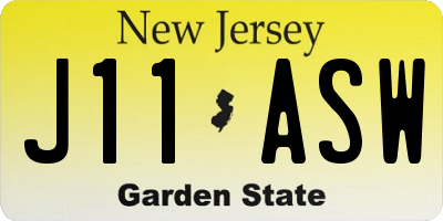 NJ license plate J11ASW