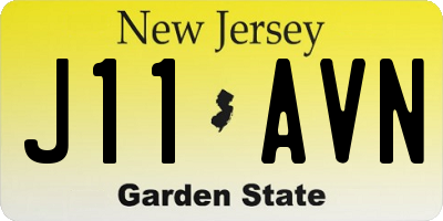 NJ license plate J11AVN