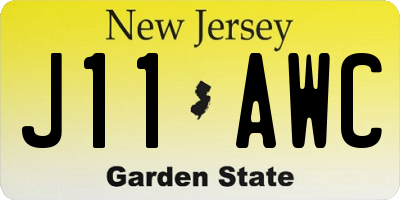 NJ license plate J11AWC