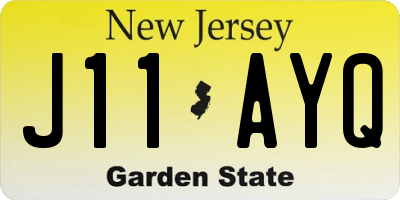 NJ license plate J11AYQ