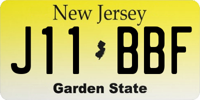 NJ license plate J11BBF