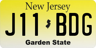 NJ license plate J11BDG
