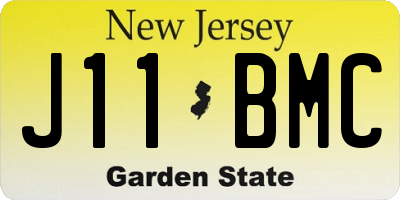 NJ license plate J11BMC