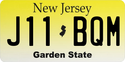 NJ license plate J11BQM