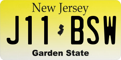 NJ license plate J11BSW