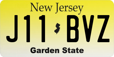 NJ license plate J11BVZ