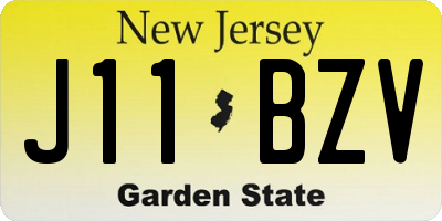 NJ license plate J11BZV