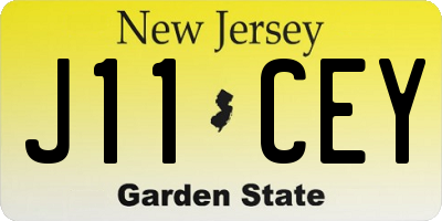 NJ license plate J11CEY
