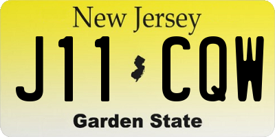 NJ license plate J11CQW