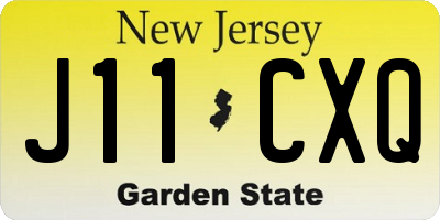 NJ license plate J11CXQ