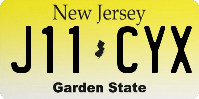 NJ license plate J11CYX