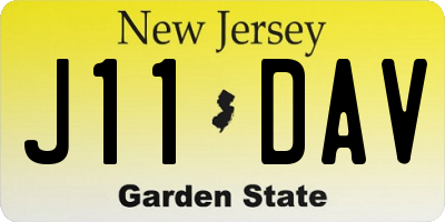 NJ license plate J11DAV