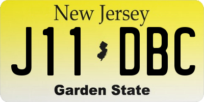 NJ license plate J11DBC
