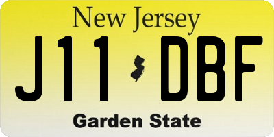 NJ license plate J11DBF