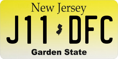 NJ license plate J11DFC