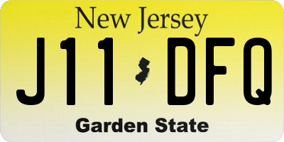 NJ license plate J11DFQ
