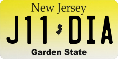 NJ license plate J11DIA