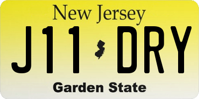 NJ license plate J11DRY