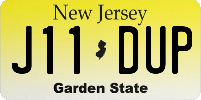 NJ license plate J11DUP