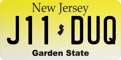 NJ license plate J11DUQ