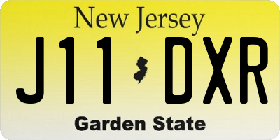 NJ license plate J11DXR