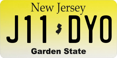 NJ license plate J11DYO