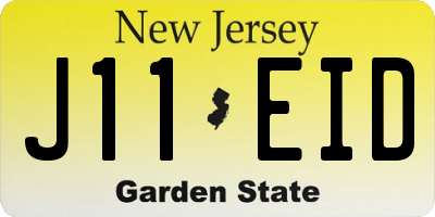 NJ license plate J11EID
