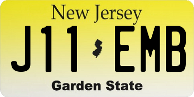 NJ license plate J11EMB
