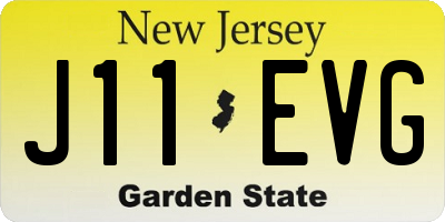 NJ license plate J11EVG
