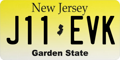 NJ license plate J11EVK