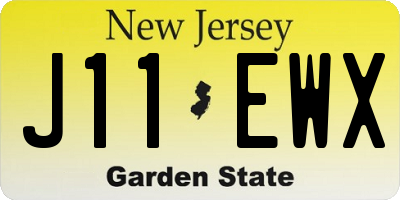 NJ license plate J11EWX