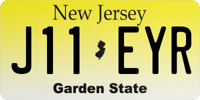 NJ license plate J11EYR