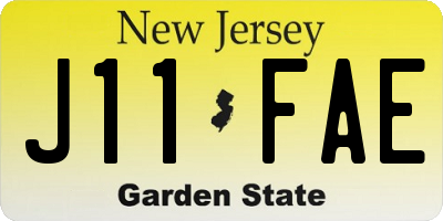NJ license plate J11FAE