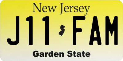NJ license plate J11FAM