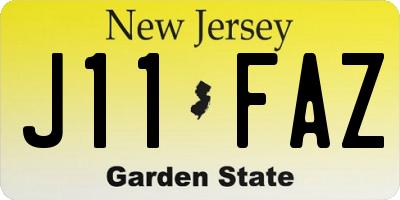 NJ license plate J11FAZ