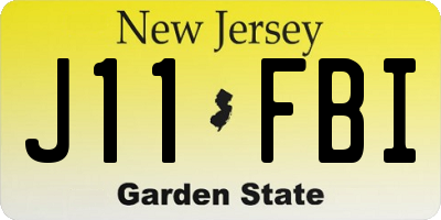 NJ license plate J11FBI