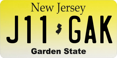 NJ license plate J11GAK