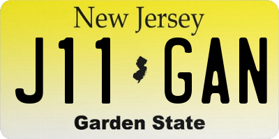 NJ license plate J11GAN